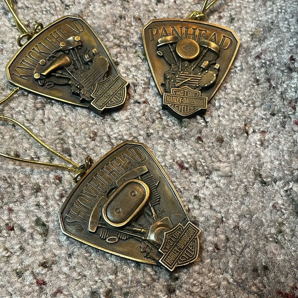 2000 Harley Davidson Lot Of 3 Season's‎ Greeting Brass Ornament USA